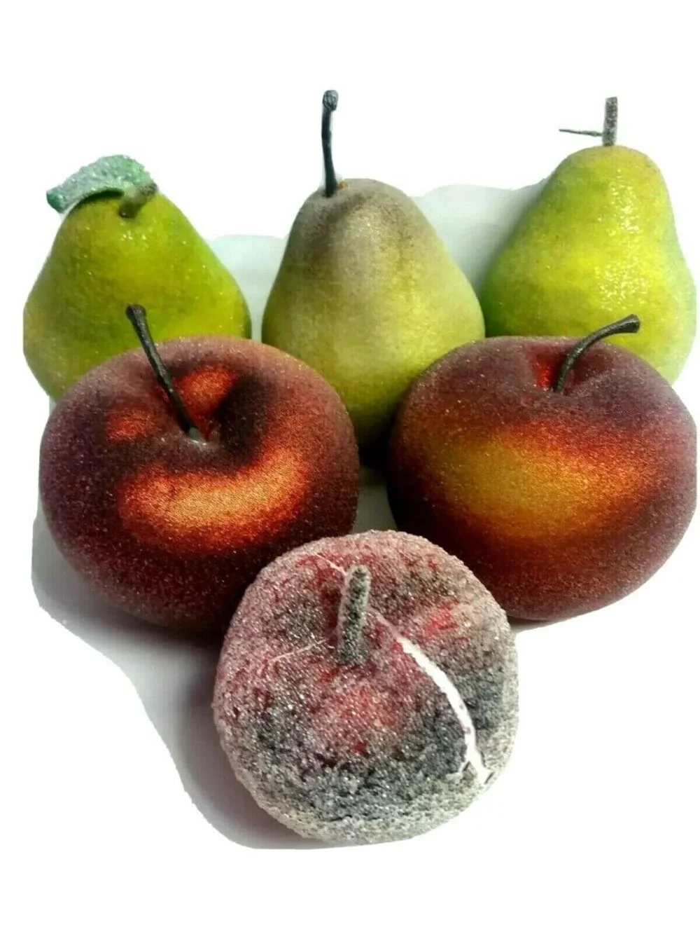 Artificial Faux Fruit Apples Pears Shimmer Room Home Decor Lot of 6